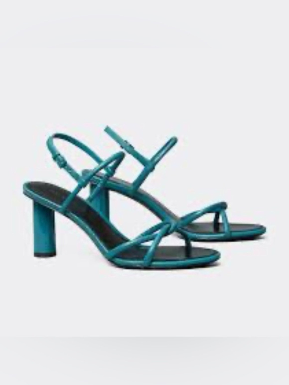 NWT- Tory Burch Teal Cylindrical Block Heel Strappy Sandals 8.5